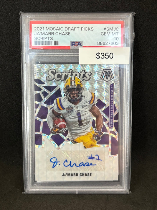 JA'MARR CHASE 2021 Mosaic Draft Picks Autographed Scripts Rookie PSA 10!