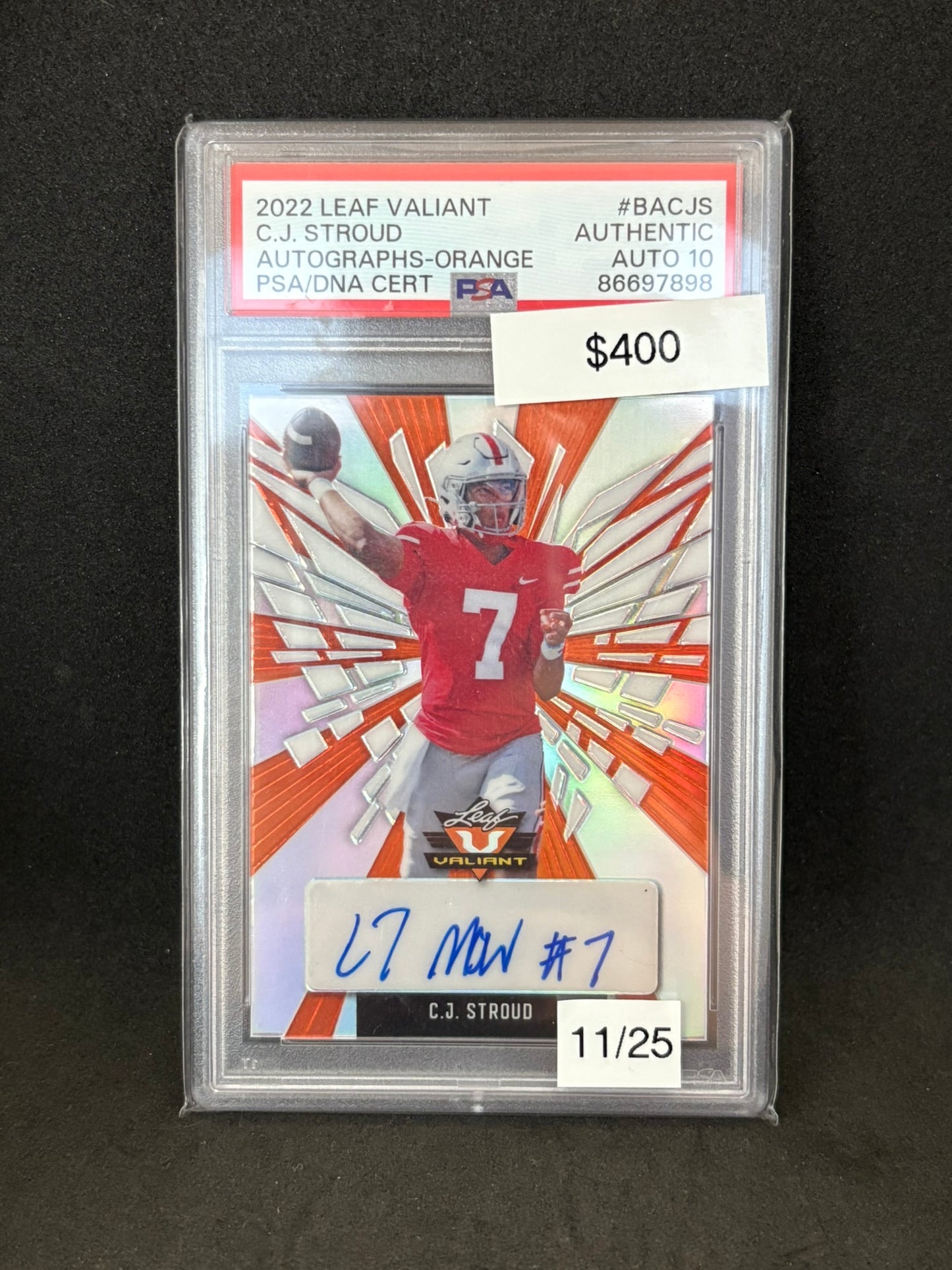 CJ Stroud 2022 Leaf Autographs Orange 11/25 Rookie!