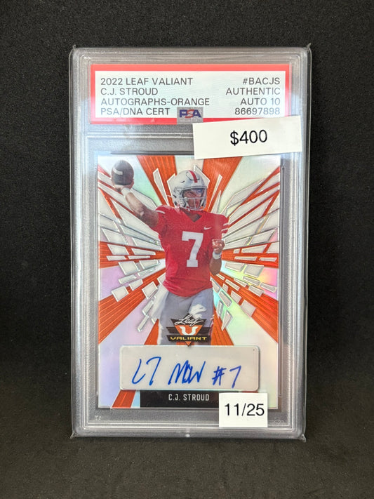 CJ Stroud 2022 Leaf Autographs Orange 11/25 Rookie!