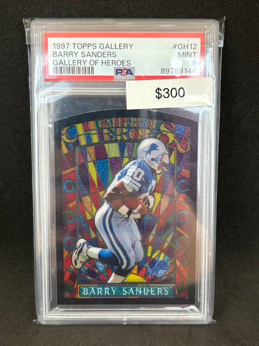 BARRY SANDERS 1997 Topps Gallery of Heroes PSA 9!