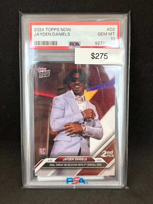 2024 TOPPS NOW JAYDEN DANIELS ROOKIE PSA 10